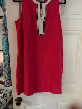 Tommy Bahama Coral Sleeveless Dress with White Contrast Placket NWT